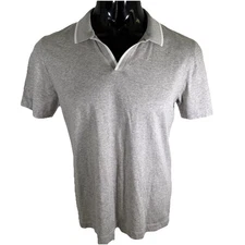 REISS Murphy Men’s Polo Shirt Medium Gray EGYPTIAN Cotton Soft Open Collar