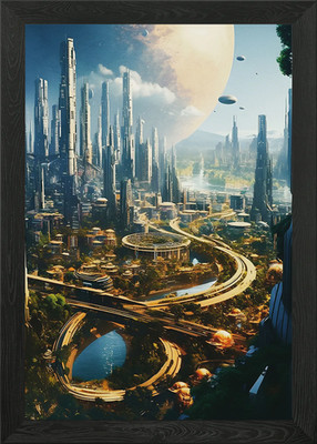 Stadt Goldene Welt Gerahmtes Wandbild Poster Leinwanddruck Bild