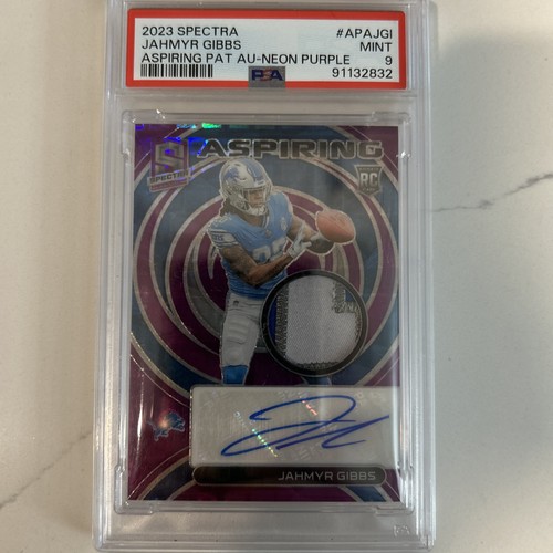 2023 Spectra JAHMYR Gibbs Aspiring Patch Auto Rookie - Lions /30 PSA 9 POP 3