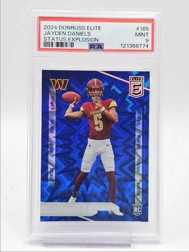 JAYDEN DANIELS 2024 DONRUSS ELITE ROOKIE STATUS EXPLOSION RC /875 PSA 9 Q0004