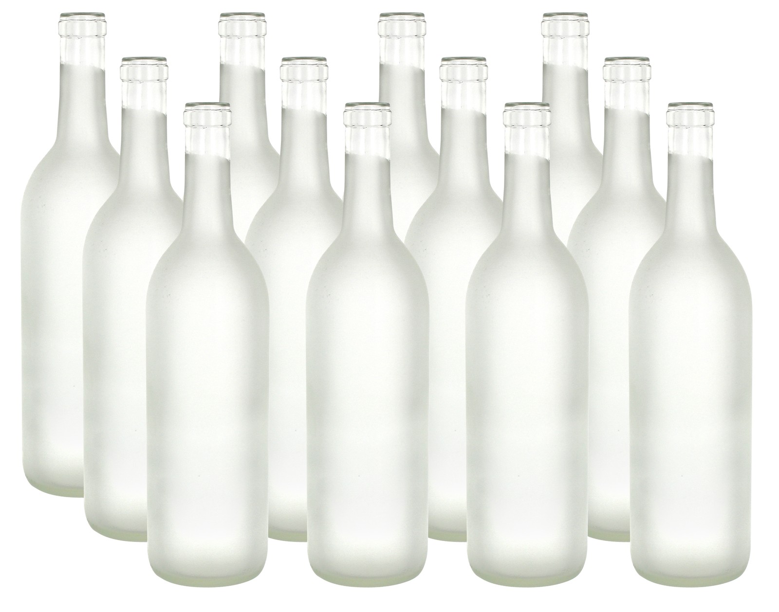 750 ml Clear Frosted Glass Bordeaux Bottles, 12 per case For Wine Making