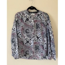 Etoile Isabel Marant Floral Paisley Crew Neck Cotton  Blue Blouse size 44 US12