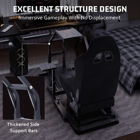 Hottoby Racing Simulator Cockpit With Comfortable Black Seat Fits Logitech G29