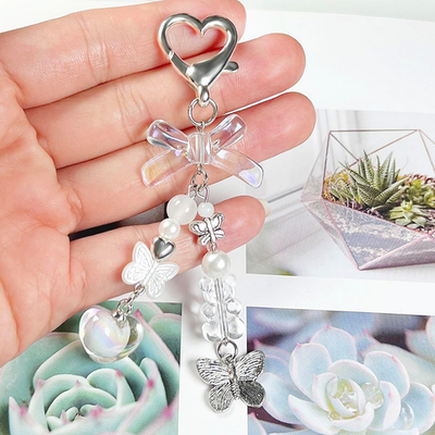 Cute Keychains Y2K, Aesthetic Keychain Charms, Heart Butterfly Key