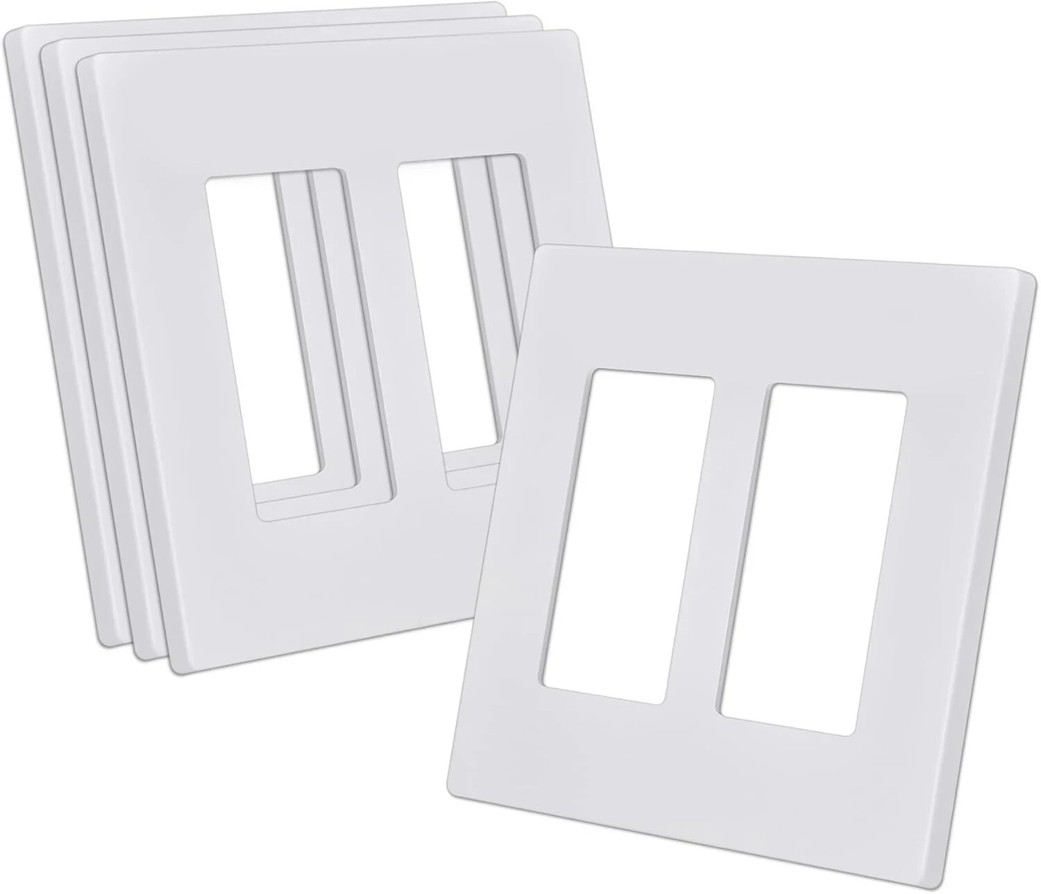 CML Screwless Decorator Wall Plate, 2 Gang Outlet Covers, 4 