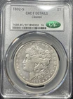 1892-S Morgan Silver Dollar $1 CAC Fine Details Cleaned