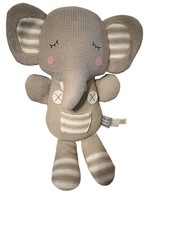 THEODORE ELEPHANT Knit Plush Rattle Living Textiles Gray Baby Toy Lovey