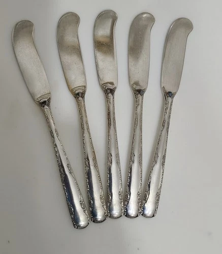 Gorham Camellia Sterling Silver 5 Butter Spreaders-No Monograms-Vintage