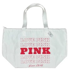 NEW Victoria's Secret PINK tote bag red white logo travel bag with zipper