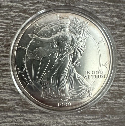 1999 American Silver Eagle Dollar - BU Uncirculated 0.999 Fine Some Spots