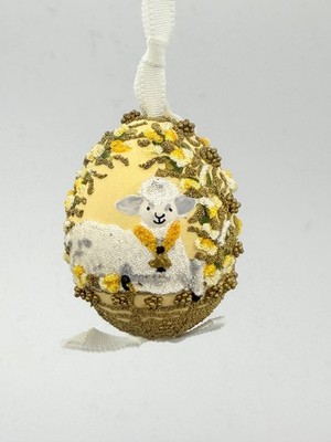 Easter Egg Ornament: Peter's Seasons GMBH; Spring Lamb in Golden Basket w/Vines