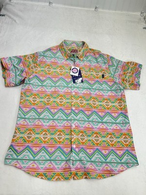 NWT Simply Southern men's shirt Life of the Party sz XL geometric bright colors