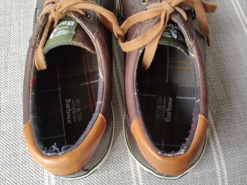 Barbour Brown Leather Country Shoes / Trainers Mens Size Uk 8, Logo On Bottom. - Picture 7 of 21