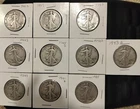 Silver Coin Lot Of 10 Coins Walking Liberty Half Dollars 1917-1945