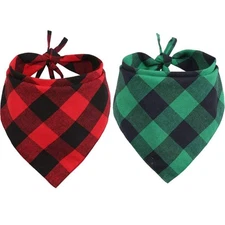 2 Pcs Dog Bandana Christmas Pet Triangle Scarf Accessories Bibs Red Green Bla...