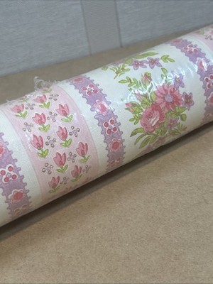 NOS Sherwin Williams Wallpaper Wall Cover Prepasted Pink Purple Floral 72 Sq Ft