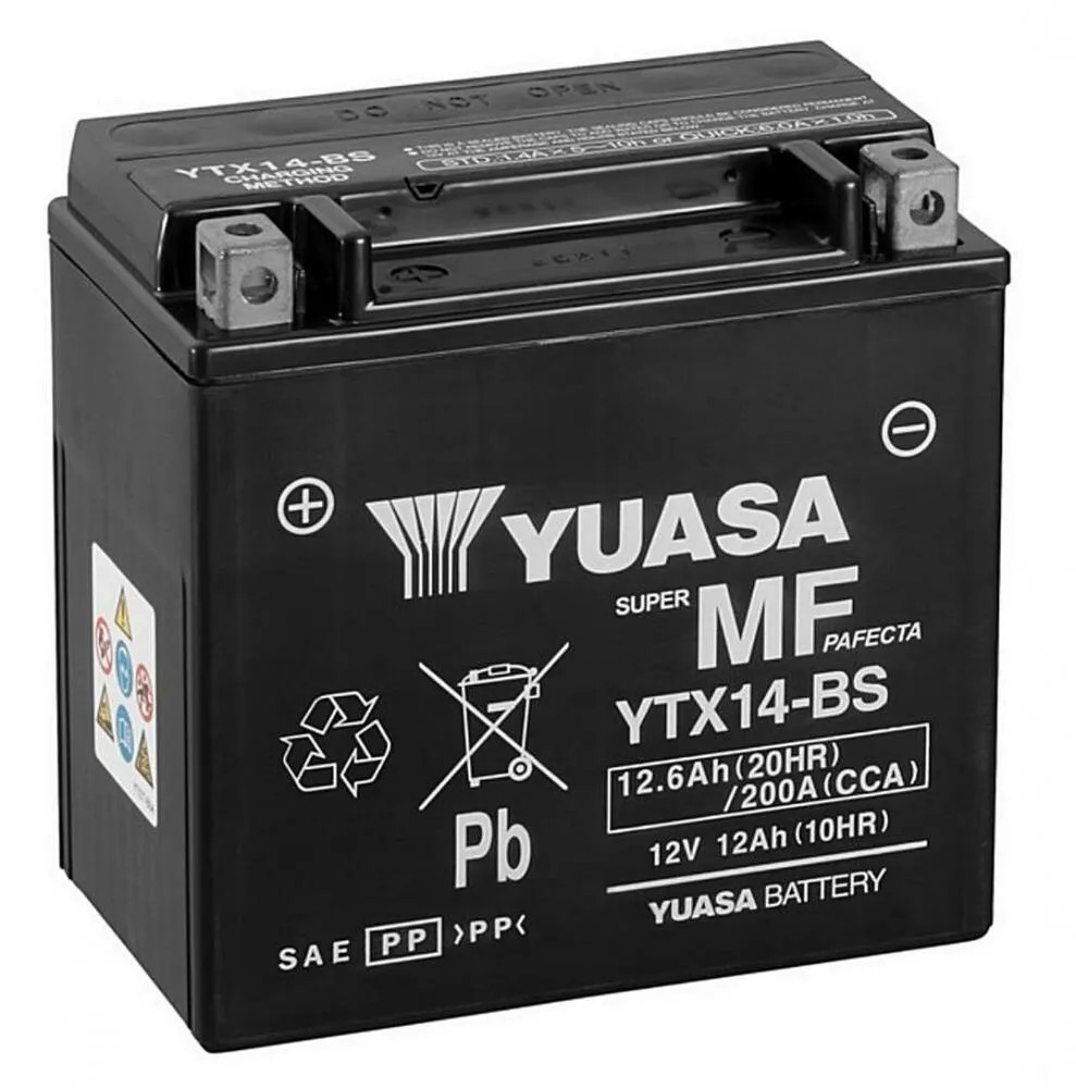 Batería Yuasa YTX14-BS AGM 12V 12AH - Lista para instalar (FTX14-BS GTX14-BS)