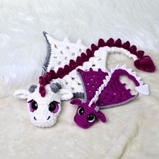 Dragon Snuggler Crochet, Amigurumi Dragon Plush, Cute Baby Comforter Toy