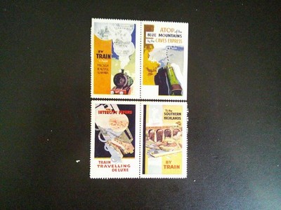 SET (4) ALLE VERSCHIEDENEN *ZUG* ETIKETTEN/MARKEN.  Je ca. 1.50'' x 2.25''