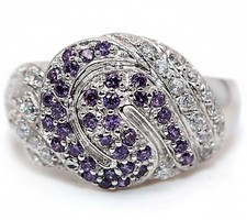 2CT Natural Amethyst  White Topaz 925 Sterling Silver Ring Jewelry Sz 8 MK6-3