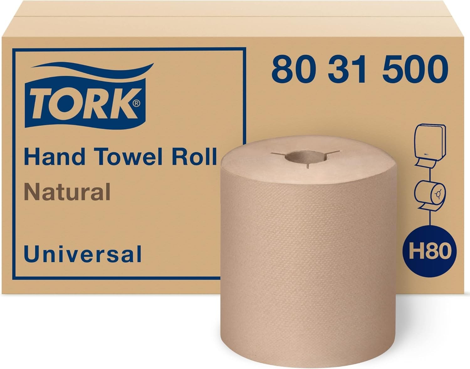 Roll, Natural, H80, 100% Recycled, 1-ply, 6 Rolls X 630 Ft, 