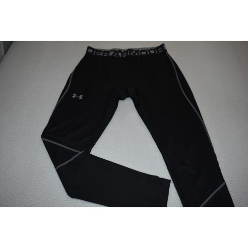 Under Armour Gym Pants Base Layer Mens Size Large Fitted Stretch ColdGear Black - 第 1/5 張圖片