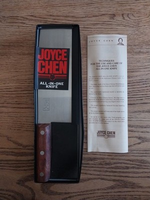 Vtg NOB Joyce Chen All in One Knife 8'' Chrome Molybdenum Steel Made In Japan