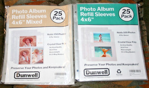 Dunwell Photo Album Refills - 4x6 Sleeves and 4x6 Mixed Sleeves - New
