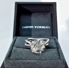 PRE-OWNEDDavid Yurman White Crystal Cable Wrap Ring 6.5