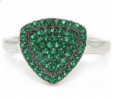 1CT Treated Emerald 925 Solid Genuine Sterling Silver Ring Sz 8 MK6-2