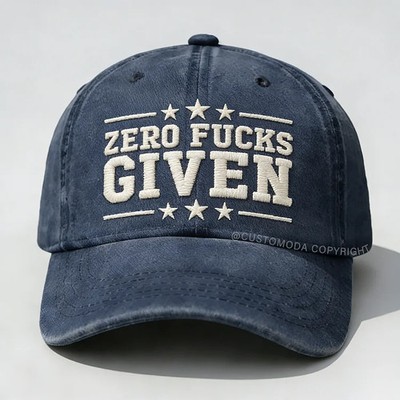 Zero F*cks Given Embroidery Cap, Funny Wash Dad Hat, Gift For Dad