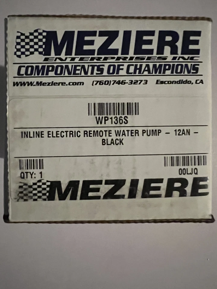 New Meziere WP136S Inline Electric Water  Pump black 20GPM at 12V - Image 2 of 4