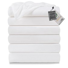 Lavisun Full Flat Sheets 6 Pack,White Brushed Microfiber Bed Sheets, Soft B...