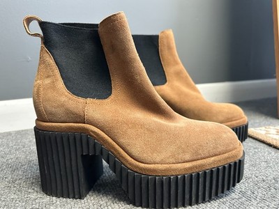 Gianni Bini Ryker Boots Size 7.5 M Lug Sole Platform Suede Leather Chelsea