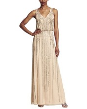Adrianna Papell Beaded Blouson Art Nouveau Gown Women's