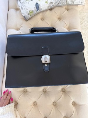 DUNHILL BLACK CALFSKIN LEATHER DOCUMENT CASE BRIEFCASE BAG 100% GENUINE ~$1550