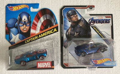 2 DIFFERENT VERSIONS OF Hot Wheels MARVEL CAPTAIN AMERICA  CARS NEW ON CARDS