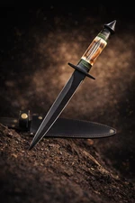 Military Inspired Fixed Blade Double Edged Commando Dagger Stacked Grip Handle