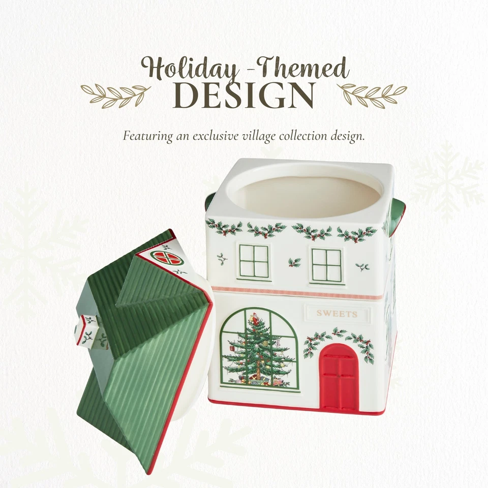 Contenedor de almacenamiento festivo Spode de 3 compartimentos para pueblo de Navidad Foto 3 de 4