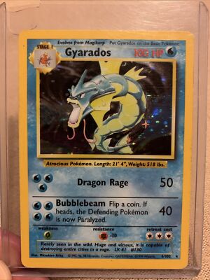 Gyarados 6/102 - Near Mint Holo - Rare 1995 English Base Set Pokemon Card Gyarados 6/102 - Near Mint Holo - Rare 1995 English Base Set Pokemon Card