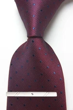 New Classic Polka Dot Red Blue JACQUARD WOVEN 100% Silk Men's Necktie Tie