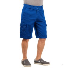 Mens Twill Cargo Shorts with Belt Short Pants Summer Multi Pocket Sky Blue 30