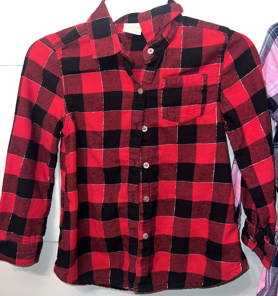 Girls Lot of 2 Jumping Beans & Falls Creek Plaid Top & Tunic-EUC-Size 5/5T - Image 3 of 4