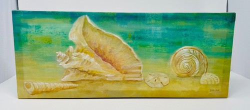 CYNTHIA COULTER SEASHELL SAND OCEAN THEME 20x8x1.25 WALL ART CANVAS PRINTS (x2) - Picture 9 of 17
