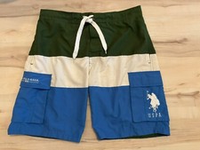 U.S. Polo Assn. Mens Colorblock Swim Trunks W/Cargo Pockets Size Large