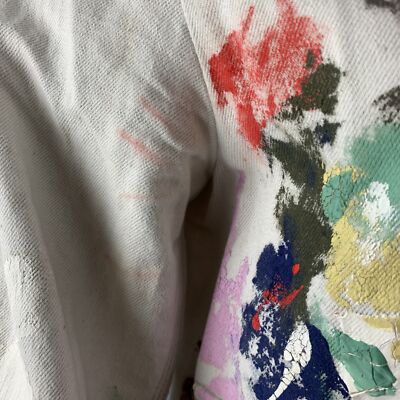 Yves Saint Laurent ジャケット 36 YVES SAINT LAURENT Size 36 Grey Multicolour Paint Splatter