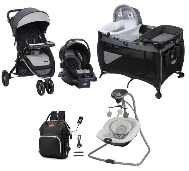 3 Wheel Baby Combo Stroller with Car Seat Newborn Playard Swing Bag