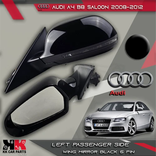 AUDI A4 B8 SALOON 2008-12 LEFT PASSENGER SIDE WING MIRROR BLACK 6 PIN 020931 OEM