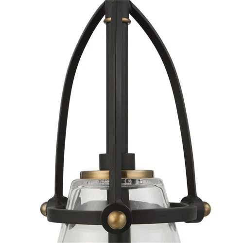 Uttermost Saugus 1-light Steel and Glass Pendant in Black and Brass - Picture 8 of 10