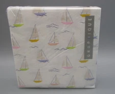 GRAPHIQUE~40 Count White SAILBOATS Paper Cocktail Beverage Napkins
